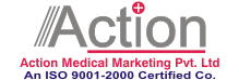 Logotipo Action Medical Marketing Pvt. Ltd., empresa especializada en la fabricación de lentes intraoculares